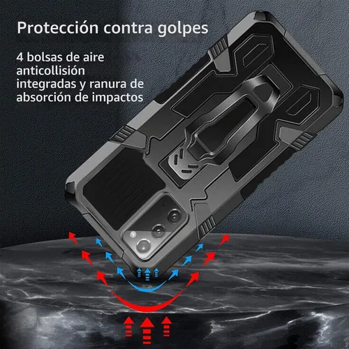 Vista 2 de Funda compatible con Samsung Galaxy Note 20 5G, con protector de pantalla de vidrio templado y clip para cinturón, cuerpo completo, resistente, a