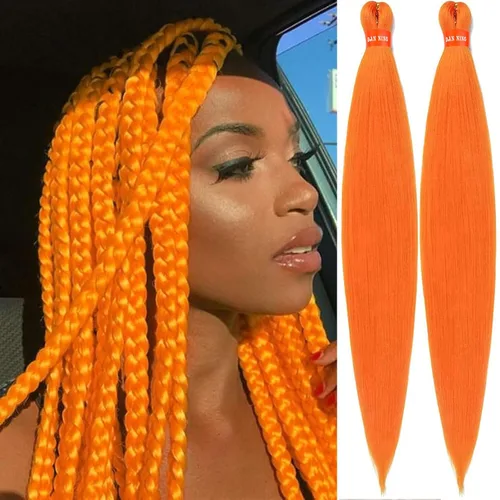 Vista 24 de Cabello trenzado preestirado ombré, extensiones de cabello trenzado sedoso, sin picazón, trenzas de cabello trenzado de ganchillo con textura Yaki