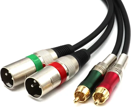 Vista 8 de XLR macho a 2 adaptadores de enchufe RCA Phono Cable de conexión divisor en Y, 1 XLR de 3 pines a conector RCA dual de audio estéreo (4.9 ft)