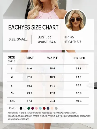 Vista 6 de Eachyes Camiseta sin mangas para mujer, cuello halter, sin mangas, holgada, plisada, sin mangas y blusas