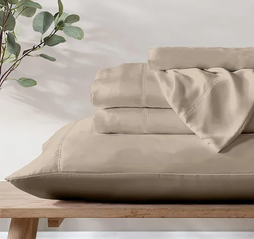 Vista 9 de THE LINEN COMPANY Tencel - Juego de sábanas de 3 piezas, 100% orgánico, natural, 300 hilos, refrescante, extrasuaves, suaves como la seda, sábanas