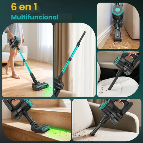 Vista 8 de Zefiro Aspiradora inalámbrica de 350 W, aspiradoras de tiempo de funcionamiento de 45 minutos para el hogar, antienredos y taza de polvo de 1.5 L