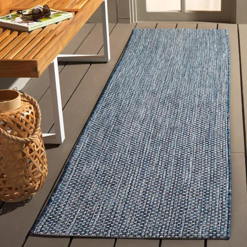 Vista 107 de SAFAVIEH Alfombra Lavable para Exteriores Colección Courtyard - 2'3" x 5', Azul Aqua y Gris, No Desprende Pelusa y Fácil Limpieza, Ideal para Patio