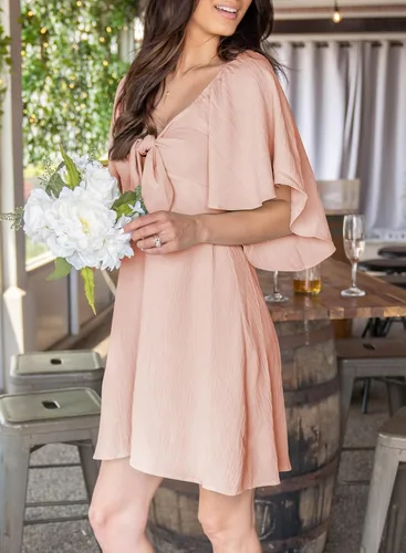 Vista 2 de Dokotoo Vestidos para mujer Primavera Verano Cuello en V Profundo Elegante Corbata Mini Vestido S-XL