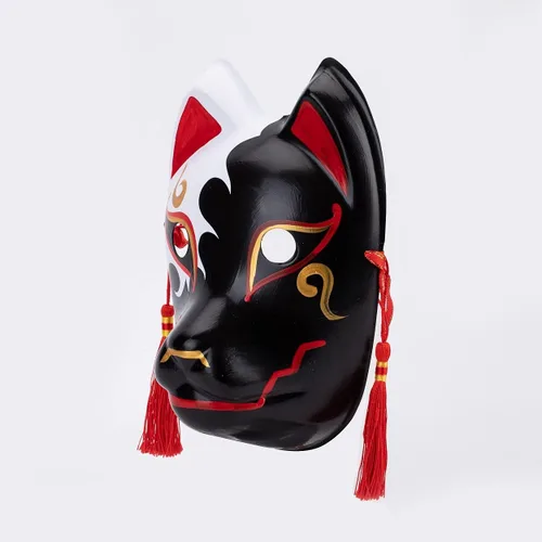 Vista 2 de GK-O - Máscara de zorro pintada a mano japonesa para cosplay