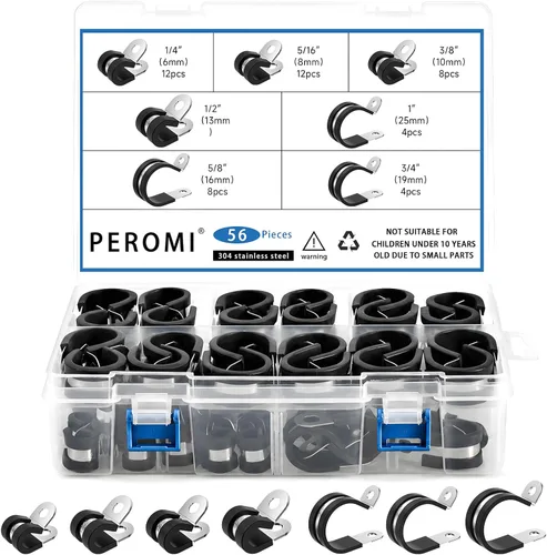 Vista 14 de 12 piezas de abrazaderas de cable dobles de 1-1/2" con refuerzo remachado actualizado, abrazaderas de tubo de bucle aislado con almohadilla de goma