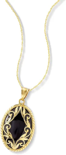 Vista 4 de Ross-Simons Oval Black Onyx and 14kt Yellow Gold Pendant Necklace