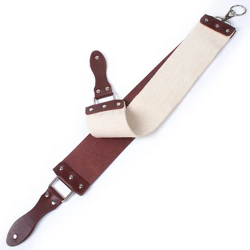 Vista 4 de Razor Strop – Barber's Latigo Leather Straight Razor Strop. Doble correa que será una gran adición para cualquier maquinilla de afeitar recta. Trazo