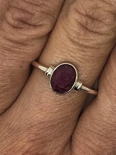 Vista 4 de Anillo de plata de ley 925 con piedras preciosas étnicas, talla 5-10 de EE. UU.