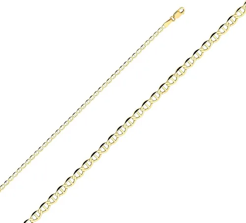 Vista 2 de Ioka - Pulsera de cadena plana de oro macizo amarillo de 14 quilates de 0.098 in con cierre de langosta - 7", Oro