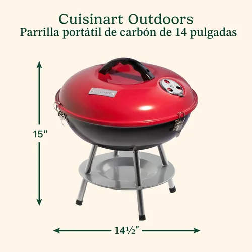 Vista 2 de Portátil barbacoa de carbón, Cuisinart ccg-190, 14 in, Rojo