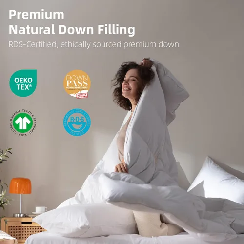 Vista 3 de Ousidan Goose Feather Down Comforter Calking Size,100% Organic Cotton Duvet Insert,All-Season Luxury Duvet Insert