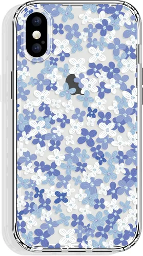 Vista 11 de GYZYA Funda para iPhone X y iPhone Xs, 5.8 pulgadas transparente con diseño floral, lindo protector delgado parachoques de TPU + cubierta trasera a