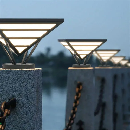 Vista 3 de Luces de poste al aire libre, lámpara de columna solar IP54 al aire libre, impermeable, de acero inoxidable, lámpara de pilar de cubierta, valla
