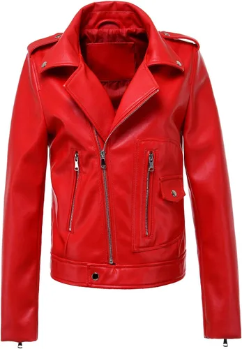 Vista 4 de LY VAREY LIN Chaquetas de piel sintética con cremallera para mujer