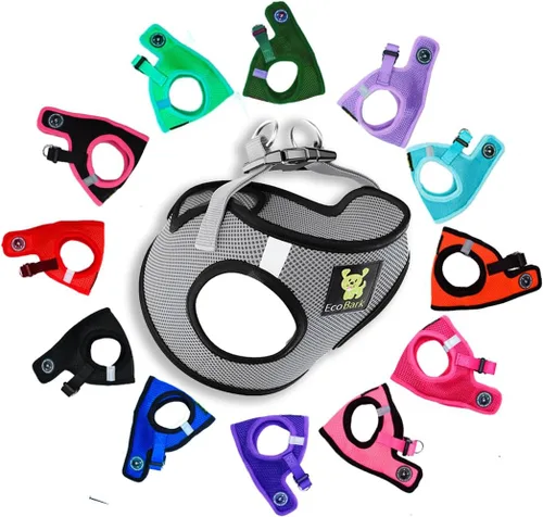 Vista 24 de EcoBark - Arnés para perro, arneses de taza de té ecológicos para perros XXS, XS y pequeños - Arnés reflectante y ajustable para cuerpo mini