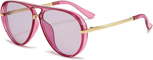 Vista 15 de Gafas de sol de gran tamaño de piloto para mujer, marco grande, gafas de sol de moda con marco de metal, sombras ovaladas Verde