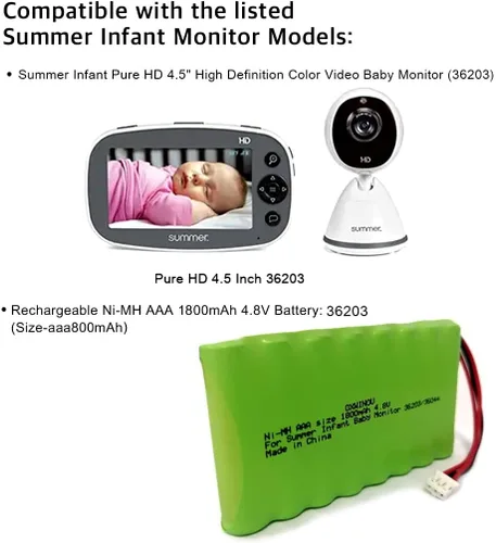 Vista 4 de Batería de repuesto Ni-MH AAA 1600mAh 4.8V 36044-10 para monitor de verano Pure HD de 4.5 pulgadas 36203 36203-2, Baby Pixel Zoom HD 5.0 pulgadas