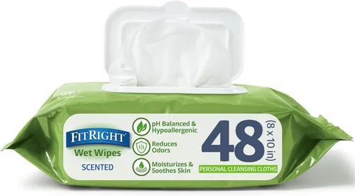 Vista 9 de FitRight - Toallitas de limpieza personal con aloe (8 x 10 pulgadas) 600 toallitas corporales hidratantes para adultos para baño y limpieza