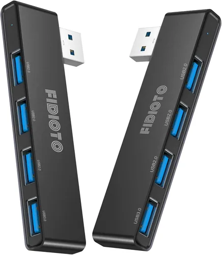 Vista 9 de Paquete de 2 Concentradores USB, Fidioto Concentrador USB de 4 Puertos (1 * Hub 3.0, 3 * Hub 2.0), Concentradores de Red para Laptop, iMac Pro