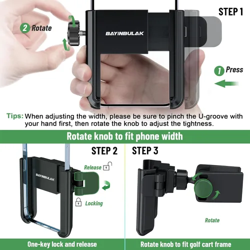 Vista 2 de BAYINBULAK Accesorios para soporte de teléfono para carrito de golf, negro