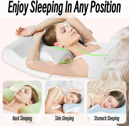 Vista 3 de Almohada cervical para el cuello para el dolor de cuello, alivio de ronquidos, apnea del sueño, almohada ergonómica para dormir lateral y espalda