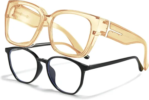 Vista 11 de LVIOE Lentes con filtro de luz azul para mujeres y hombres, anteojos de bloqueo de luz azul de gran tamaño para llevar sobre anteojos LB7511