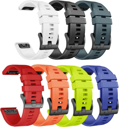 Vista 25 de ANCOOL - Correa para Garmin Fenix 5, de ajuste fácil, de silicona suave de 22 mm de ancho, correa de reloj para Garmin Fenix 5 Azul