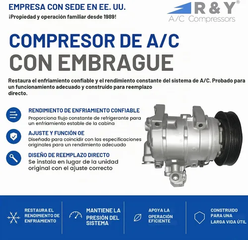 Vista 2 de R & Y A/C Compresores - RYC Automotriz A/C Compresor AEG334 para Honda y Acura