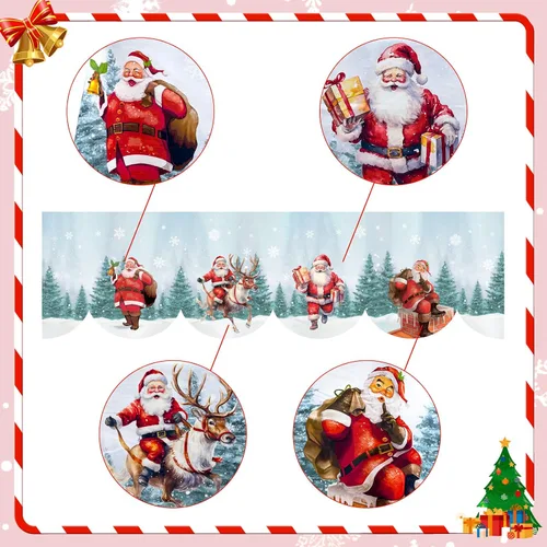 Vista 4 de AerWo Bufandas de mantel de Navidad de 79 x 20 pulgadas, decoraciones de Navidad para chimenea, cubierta de chimenea de Navidad de Papá Noel