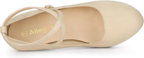 Vista 4 de Allegra K Zapatos Mary Jane de tacón de aguja con correa cruzada para mujer