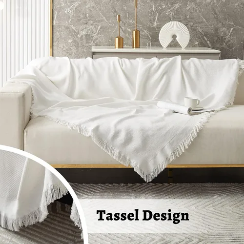 Vista 6 de MYSKY HOME Funda para sofá de color blanco para sofás seccionales, fundas para sofás de 3 cojines, protector para sofá, fundas para sofá