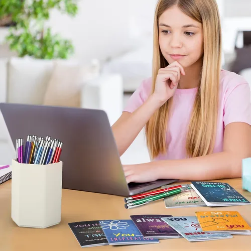Vista 5 de Pasimy Juego de 48 piezas de regalo inspirador, mini cuadernos motivacionales, bolígrafos con versículos de la Biblia, bloc de notas inspiradoras