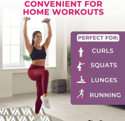 Vista 5 de Swiss Activa+ Juego de 2 mancuernas de alta calidad, pesas de 3 libras para mujer, pesas para mujeres en casa, pesas pequeñas para yoga