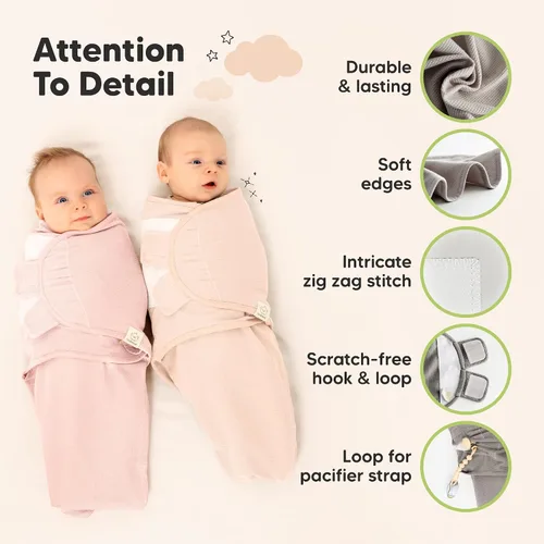 Vista 8 de Paquete de 3 pañales orgánicos para recién nacidos, sacos de dormir para recién nacidos, pañales para bebés de 0 a 3 meses, manta para recién