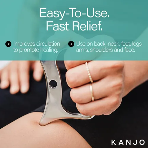 Vista 5 de Kanjo Herramienta miofascial Gua Sha para aliviar el dolor, herramienta raspadora muscular de acero inoxidable
