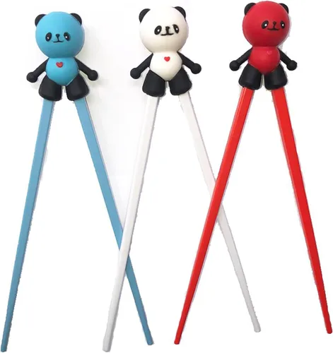 Vista 8 de Lindos palillos auxiliares de aprendizaje de vajilla para niños, principiantes y adultos (3 piezas, gato de la suerte)