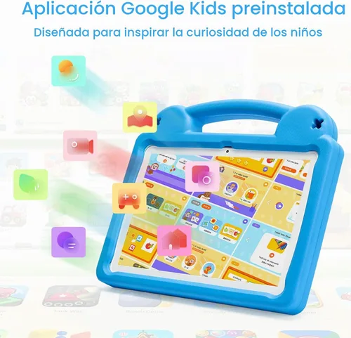 Vista 6 de Tableta para niños, tableta Android 15 de 10 pulgadas, 8 GB de RAM y 64 GB de ROM, CPU Octa-Core, Wi-Fi 6 de doble banda, batería de 5000 mAh Azul