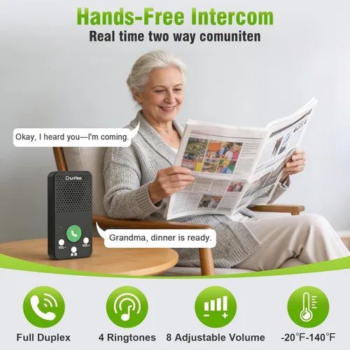 Vista 8 de Sistema de intercomunicación inalámbrico para el hogar, intercomunicadores de respuesta y llamadas dúplex completo, no necesita WiFi, rango de 500