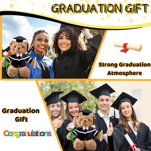 Vista 5 de Oso de graduación con rosa + lazo, regalos de graduación personalizados, oso de peluche con foto + texto personalizado como regalo único para ella
