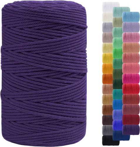 Vista 132 de Cordón de macramé de 0.079 pulgadas, cuerda de algodón natural de 109 yardas, hilo de cuerda de macramé para manualidades, ganchos de pared