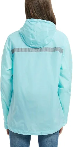 Vista 3 de Mywu Chaqueta impermeable con capucha para mujer, cortavientos, ligera para exteriores