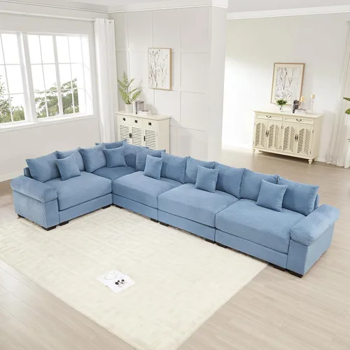 Vista 18 de ODUSE-DAILY Sofá modular de gran tamaño de 117.3 pulgadas, sofás modulares grandes de pana para sala de estar, sofás de 3 plazas, moderno juego