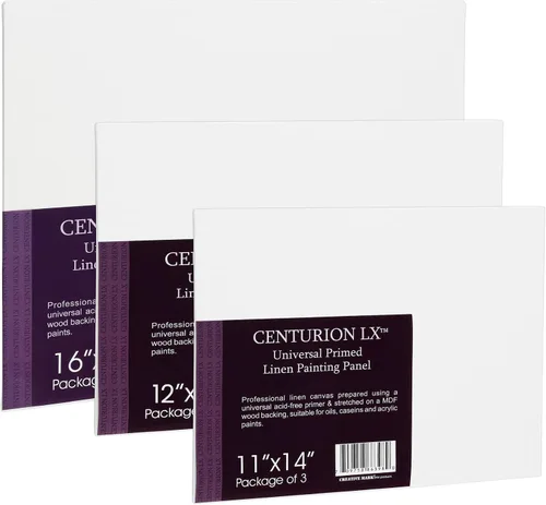 Vista 8 de Centurion All-Media - Paneles de lino imprimado – Paquete múltiple pequeño de 9 a 11 oz tableros de lienzo imprimados universales para pintar