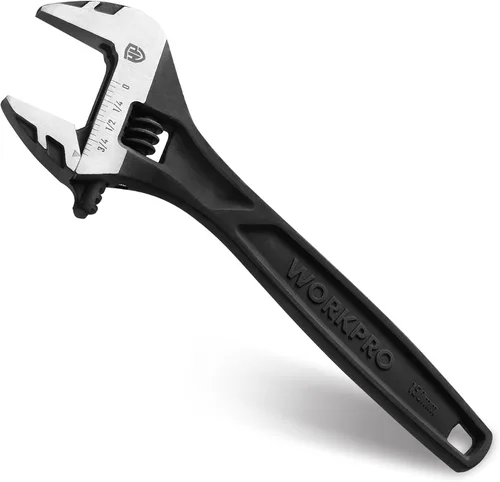Vista 9 de WORKPRO - Llave ajustable de 4 pulgadas de servicio pesado con escala imperial y métrica, llave premium de acero Cr-V, cromada