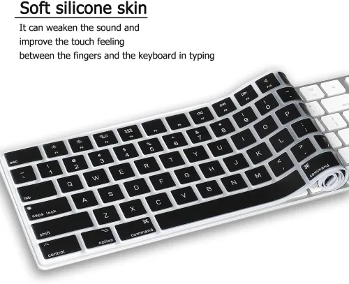Vista 9 de Funda de teclado de silicona para teclado Apple Magic con teclado numérico MQ052LL/A (A1843) Diseño de EE. UU. Ultra Thin Protector Skin (negro)