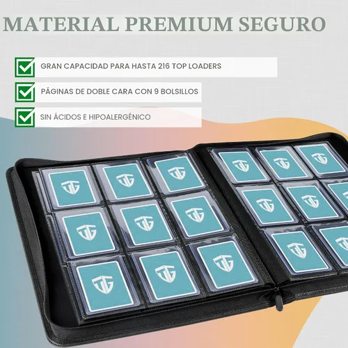 Vista 5 de Carpeta Toploader, Contiene 216 Toploaders, Carpeta de 9 Bolsillos Top Loader con Fundas para Toploaders Rígidos de 3"x4" Fundas Duras, Carpetas Top