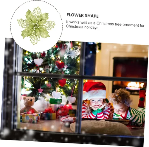 Vista 6 de ARTIBETTER 3 juegos de 12 piezas de flores huecas de Navidad para exteriores, guirnalda de Navidad con purpurina de flores de pascua, adorno