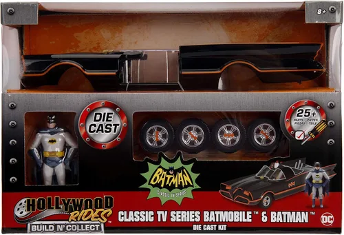 Vista 2 de Jada Toys DC Comics Batman Classic TV Series Batmobile - Kit de modelo de coche DIE-CAST, 1: vehículo a escala de 24 y figura de metal coleccionable