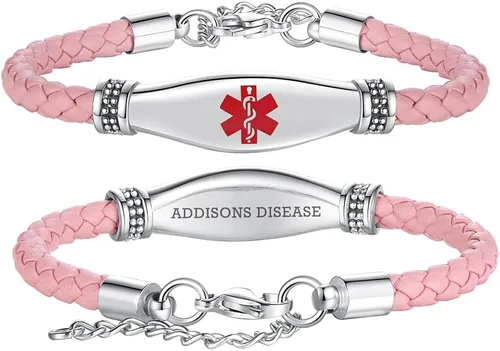 Vista 10 de LinnaLove Pulseras de alerta médica para mujeres, hermosas pulseras de cuero femenino para identificación médica con grabado gratuito